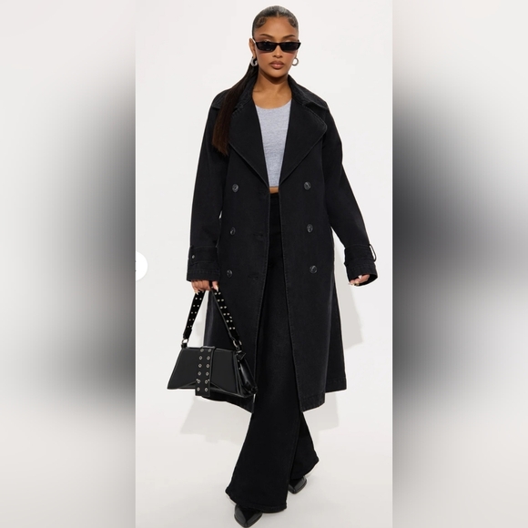 Stylish Black Trench Coat - Picture 3 of 3